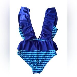 Blue Ruffle Swimsuit for women size small.
